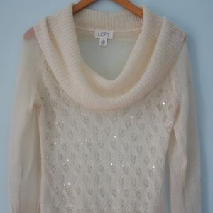 LOFT sequin cowl neck sweater